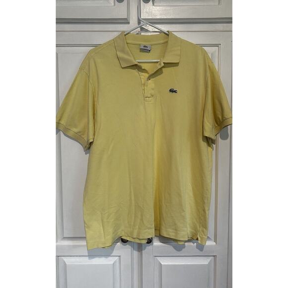 Lacoste Men's Yellow Short Sleeve Collared Golf Polo Shirt Size 7 US Size XL - Picture 1 of 8